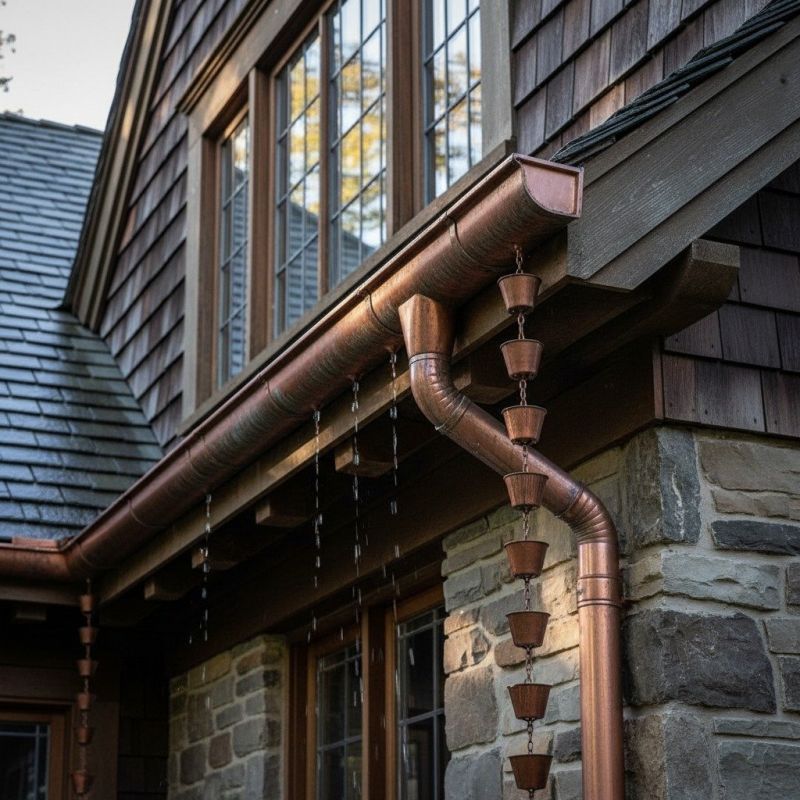 Copper Downspout Installation detail